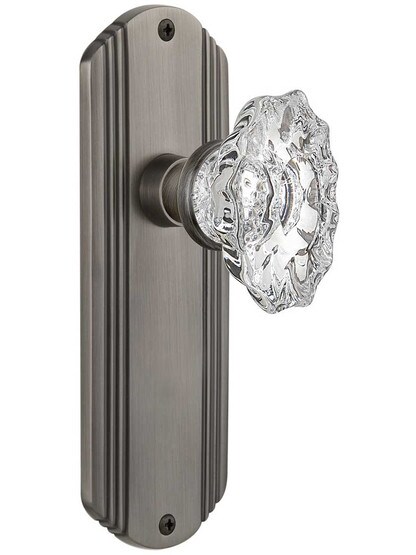 Streamline Deco Door Set with Chateau Crystal Glass Knobs in Antique Pewter.